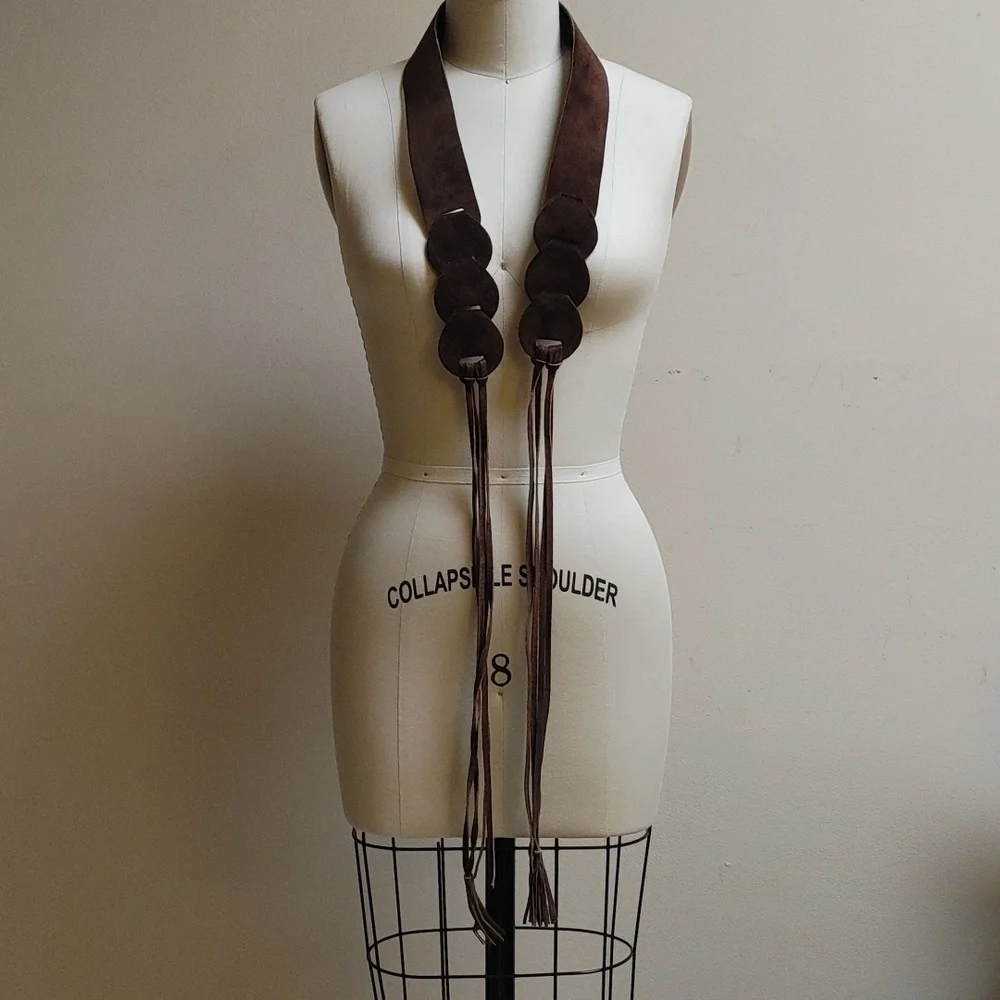 Final $ Brown Suede Belt with Tassels